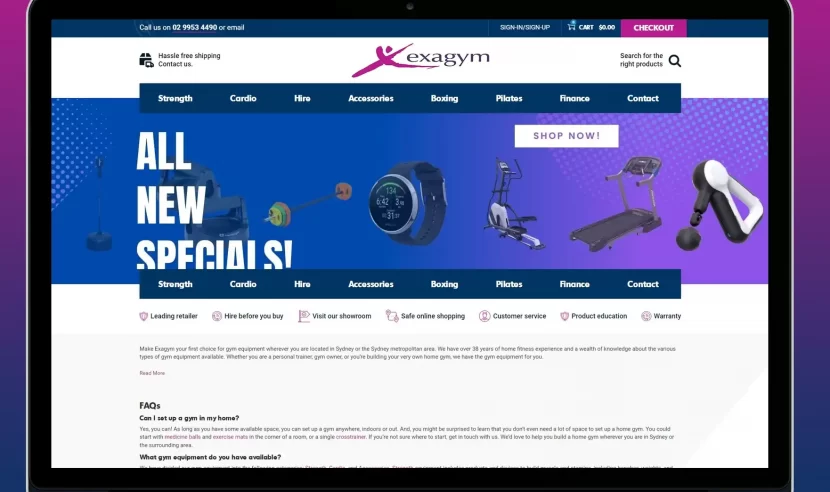 Exagym Woocommerce Website development and maintenance