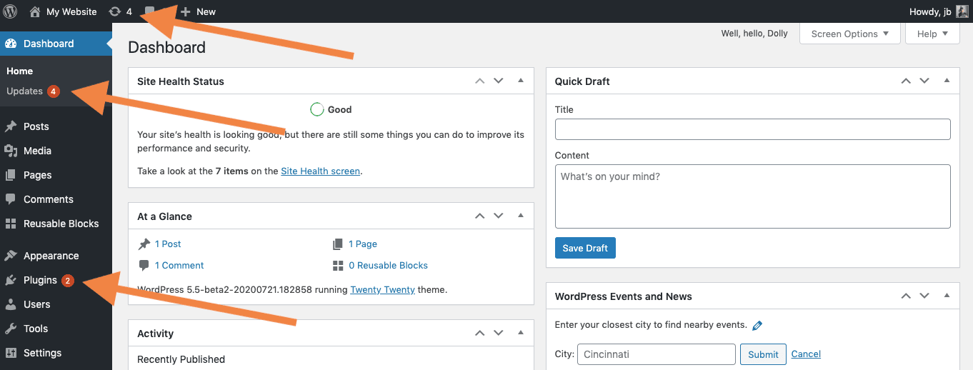 WordPress Themes and Plugin updates