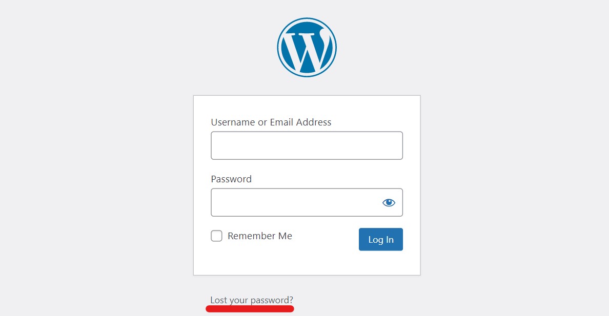 Password Reset WordPress 'Lost your Password?' link