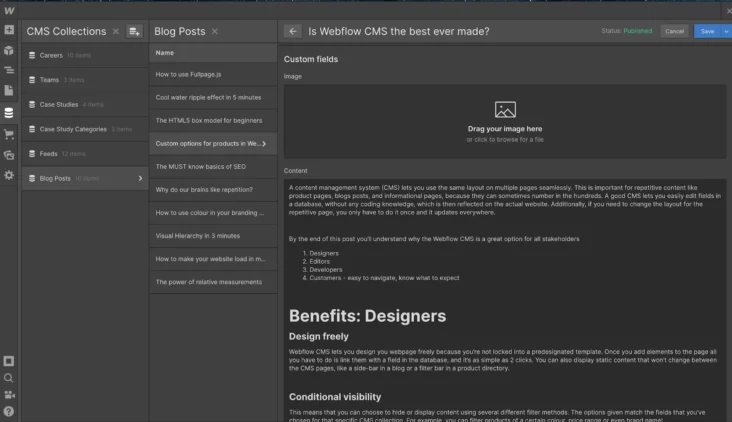 Webflow's Content Management System